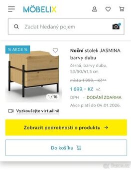 Noční stolek Jasmína Möbelix v záruce, Top stav