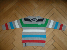 Svetr s V výstřihem pruhovaný, vel. 110