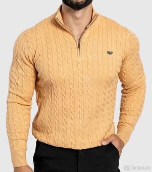 Pánský svetr Iron Aesthetics cable knit, camel, vel. L