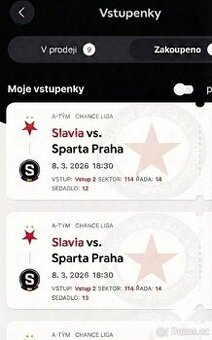 4x Lístek na Derby Slavia - Sparta (8.3.2026)