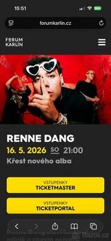 Lístky koncert Renne Dang fórum Karlín 16.5.2026