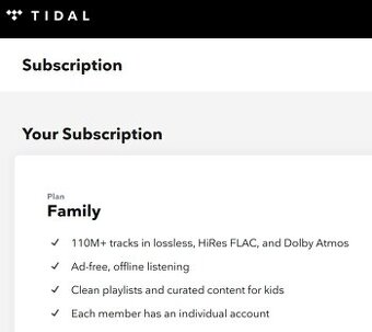 Tidal HiFi family share