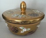 Smaltované sklo +talíř It. + svícen+mísy+ pivní sklo