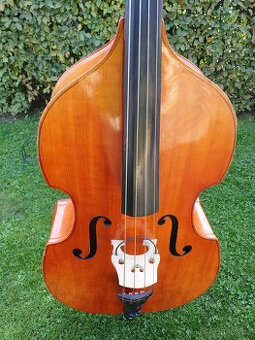 Celomasívní český 3/4 kontrabas, snímač, obal