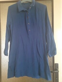 Bavlněné modré šaty s kapsy, univerzální