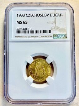Svatováclavský dukát 1933, certifikace NGC MS 65