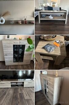 Obývající stěna, stolky, police