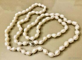 Náhrdelník z pravých bílých perel 92 cm