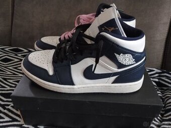 AIR JORDAN 1 MID White metallic gold OBSIDIAN - 1