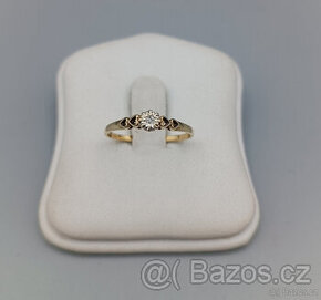 Zlatý prsten s diamantem 1,10g, 9 kt, 375/1000 velikost 56,5