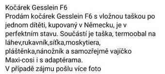 Kočárek Gesslein F6