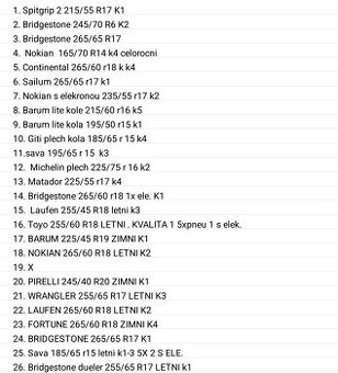 RŮZNÉ DRUHY PNEUMATIK S ELEKTRONY I BEZ (PŘES 60 SAD)
