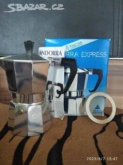 Espresso kávovar Andorra - na 4 šálky, NEPOUŽITÝ.