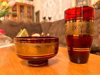 Váza a miska z Borského skla, cena za 1 ks