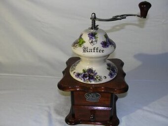 Porcelánový, velký, stolní, mlýnek na kávu - květiny 2