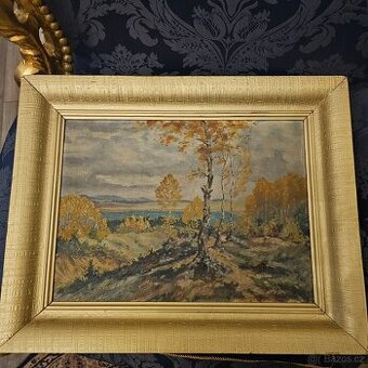 Prodám obraz (olejomalba). Velikost: šířka včetně rámu 53 cm