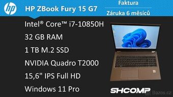 HP ZBook Fury 15 G7 | i7-10850H | 32GB | 1TB | T2000 |Záruka