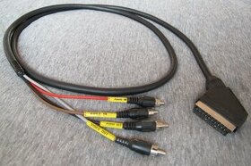 kabel 1xSCART-4xCinch (RCA) propojovací, dl.1,5m