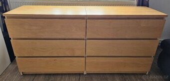 PRODÁM SADU 2KS KOMOD IKEA MALM 3 ŠUPLÍKY - DÝHA BŘÍZA