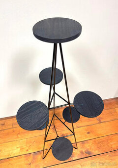 Nový květinový stojan,dřevěné plochy z jasanu,Dark Navy blue