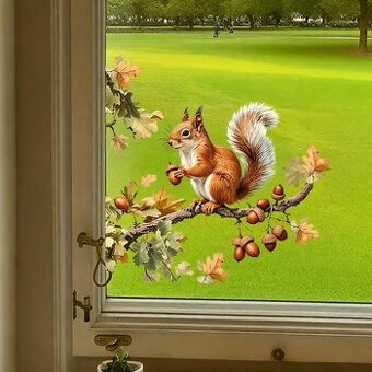 Nálepka na Okno / Zeď / Nábytek - Veverka