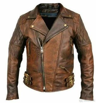 Moto Pánska Kožená Bunda Sidovka Vintage