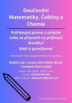 Doučování Matiky, Češtiny a Chemie v Uherském Brodě