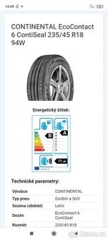 Pneu continental ecocontact6 contiseal 235/45 R18 94W