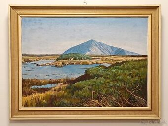 Obraz B. Bureš Sněžka, olej na plátně 55x66