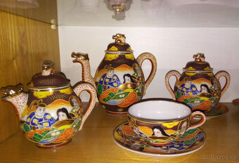 Starožitný čajový servis SATSUMA DRAGONWARE