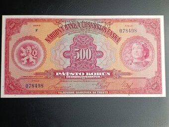 500 korun rok 1929 specimen