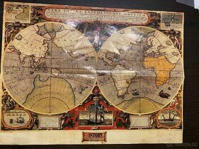 plakát - stará mapa světa z roku 1595 - 1