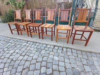 6x židle z tvrdého dřeva