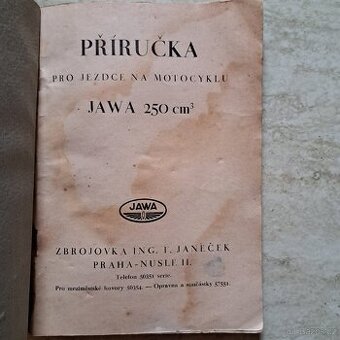 Príručka Jawa 250  Špeciál FJ Předválečna