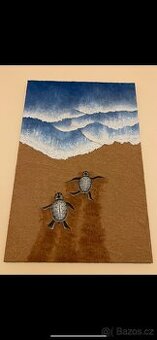 Originální ručně malovaný obraz - pláž