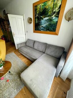 Sedací souprava - sedačka - šedozelená 220 cm pravá