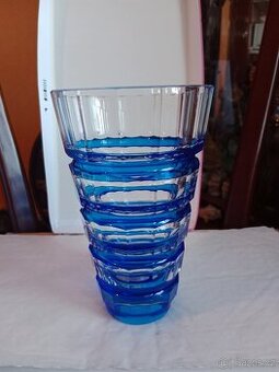 Krásná stará modrá fazetová – hraněná váza