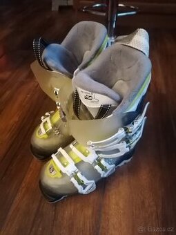 Lyže Salomon 130 cm, lyžáky vel. 36