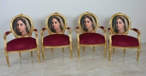 Zámecká řezbovaná křesla - čalouněná - set - Mona lisa