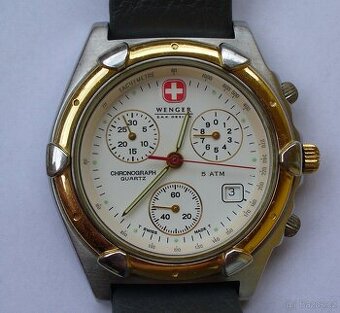 Hodinky WENGER Chronograph Swiss Quartz nová baterie a pásek