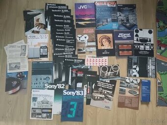 Dobové prospekty Hi-Fi Technics, Sony, Pioneer, AKAI, atd.