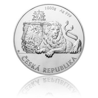 Stříbrná kilogramová investiční mince Český lev 2018 stand