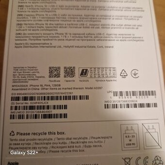 Mobilní telefon Apple iPhone 16 128 GB růžový  novy