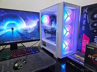 🔥 Bílé herní PC Ryzen 5|RX5700XT|16GB|1TB SSD|WiFi|ARGB
