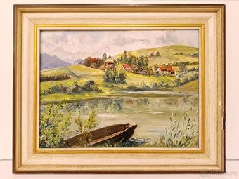 Obraz Friedemann, Lodka 1966, olej na desce 41x51