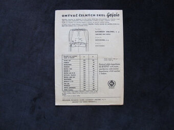 Omývač čelných skel Gejzír PAL technická literatura