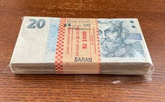 Staré bankovky 20 kč 1994 BALÍČEK 100 kusů