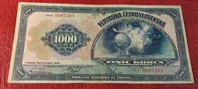 1000 KORUN ČSR 1932 SÉRIE A NEPERFOROVANÁ