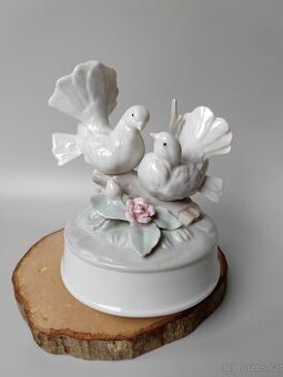 Nádherná vintage porcelánová hudební figurka pár ptáčků - 1