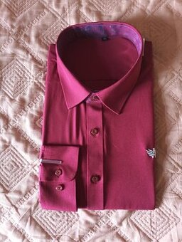 STREČOVÁ KOŠILE IRON AESTHETICS SLIM STRETCH, BORDOVÁ